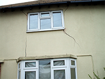 Subsidence of foundations – serious external cracks, Structural Surveyors Sussex